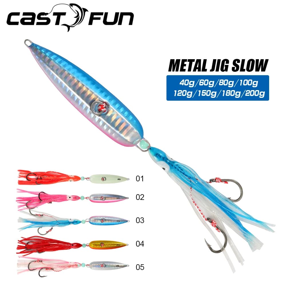 CASTFUN 40g 60g 80g 100g 120g 150g 180g 200g Inchiku Jig Fondo Esche per navi Jig in metallo Gonna per polpo con gancio ausiliario Esca per calamari