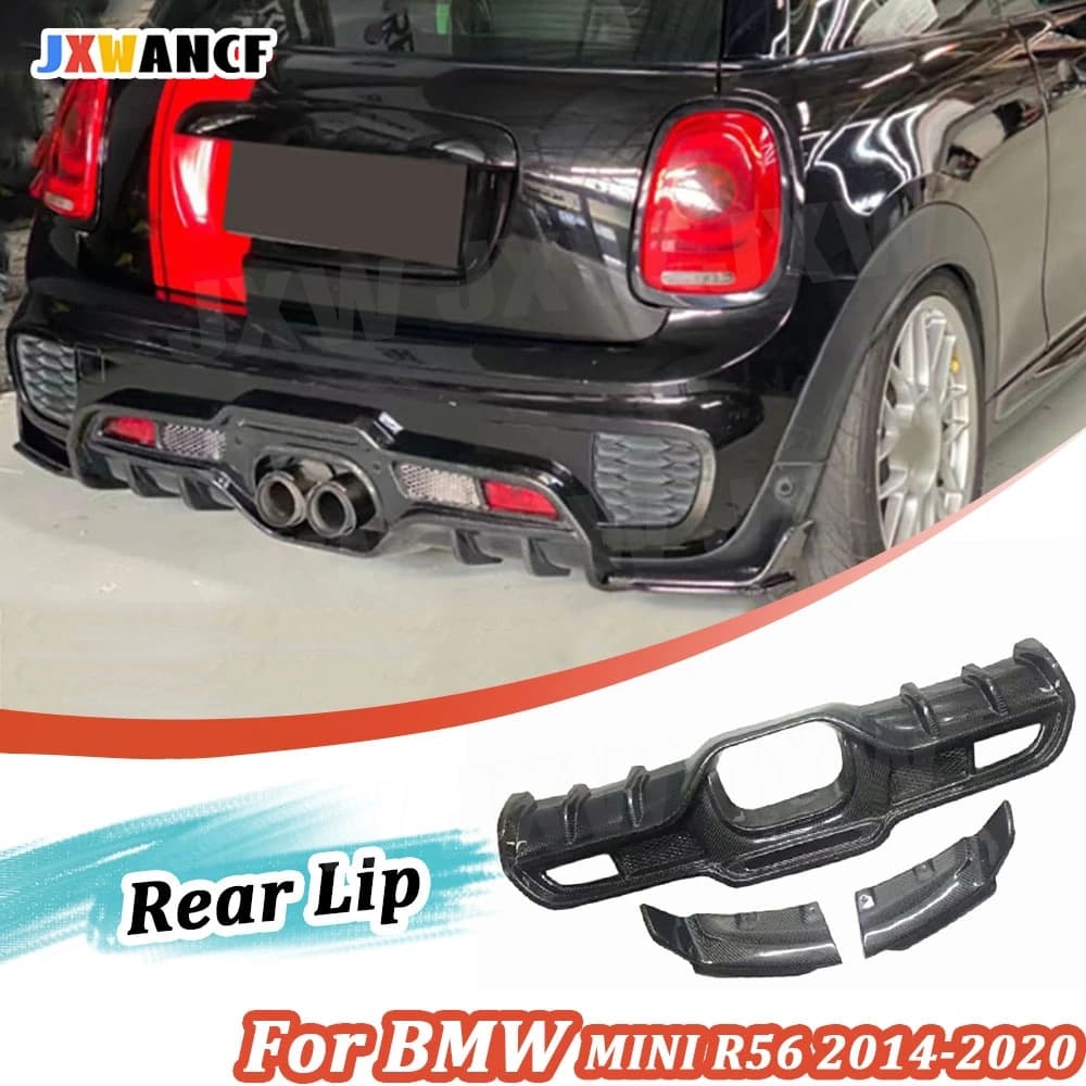 JXWANCF Diffusore posteriore in fibra di carbonio Paraurti Mento Spoiler con divisori Labbra Bodykit per BMW MINI R56 2014-2020 Auto FRP