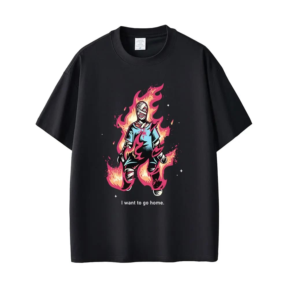 T-shirt da uomo MOUTHWASHING I Want To Go Home Merch, abbigliamento casual, umoristico, horror, oversize, streetwear