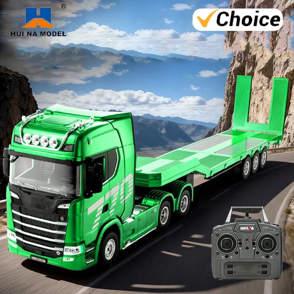 Auto RC 770S, Camion Trattore in Lega RC Huina 1501 1/18 19CH 2.4G, Camion Rimorchio con Luci e Suoni, Giocattoli per Ragazzi