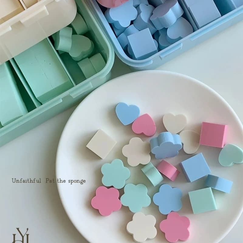 60Pcs/Box Flower Love Square Nail Art Sponge Gradient Nail Brushes Gel Polish DIY Manicure Tools Nail Sponge With Grab Pen
