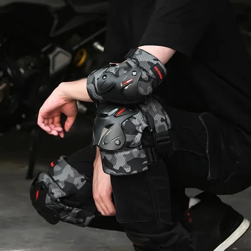 Ginocchiere per protezioni per gomiti incrociati per moto Set di equipaggiamento protettivo in EVA per attrezzature per pattinaggio su sci per moto Protezioni di sicurezza Ridng