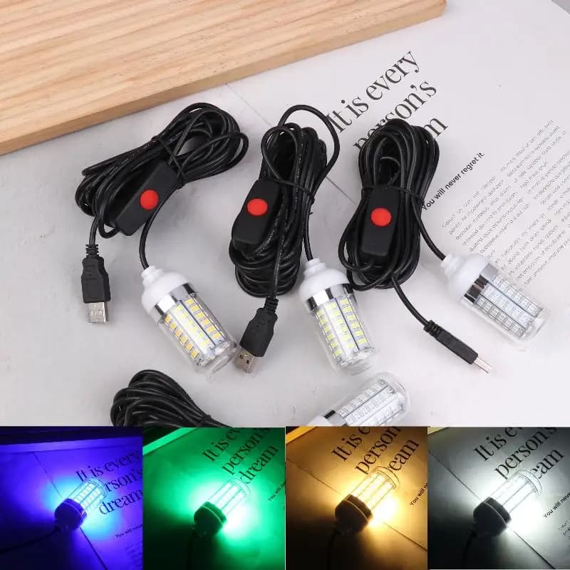 Luce LED USB 5V per Pesca IP68, Lampada Attrattiva per Pesci, Gamberetti, Calamari, Krill, 4 Colori, Luci Subacquee