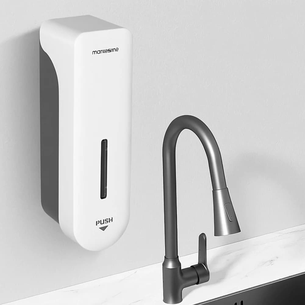 Wall Mounted No-Drill Soap Dispenser Press Pump Liquid Soap Wall Mount Soap Dispenser Anti-Drip Design Large Capacity
