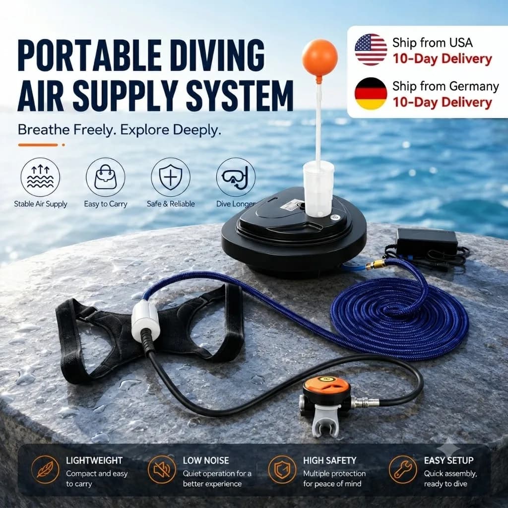 LY Diving Respirator Rechargeable Portable Tankless Waterproof Snorkeling Equipment Scuba Diving Ventilator Underwater 3.5Hours Working 12m Depth Scuba Breathing System Scuba Breathing Apparatus