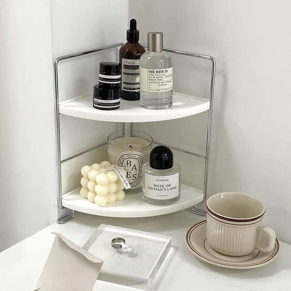 Scaffale portaoggetti da bagno multistrato in stile nordico, organizer da scrivania in ferro battuto semplice per articoli da toeletta e cosmetici, mensola in metallo