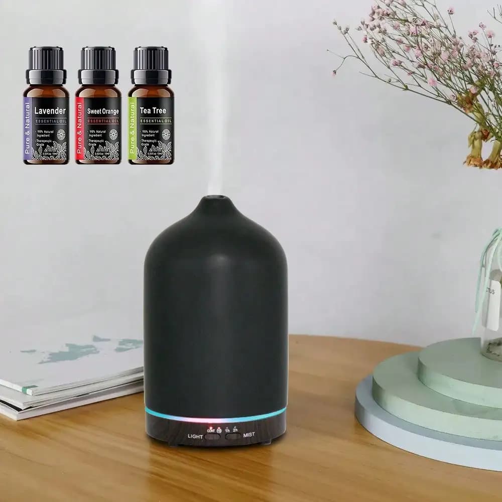 Umidificatore per aromaterapia da 200 ml, 7 colori LED, 3 oli, diffusore di nebbia fredda silenzioso con timer per camera da letto, ufficio, cameretta dei bambini