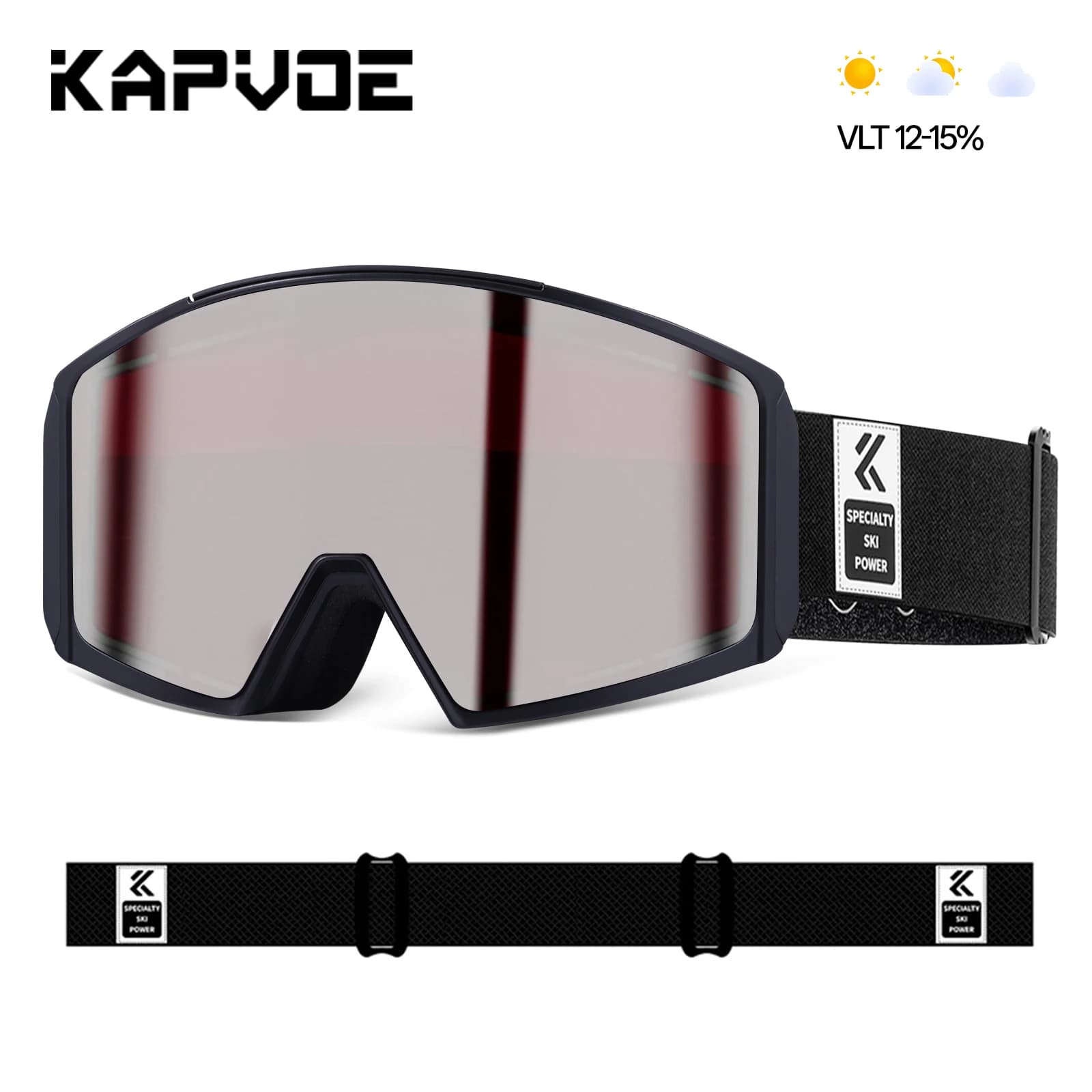 Kapvoe Occhiali da neve fotocromatici Lenti magnetiche Occhiali da sci antiappannamento Uomo Donna Occhiali da snowboard a doppio strato Occhiali da sole da neve OTG