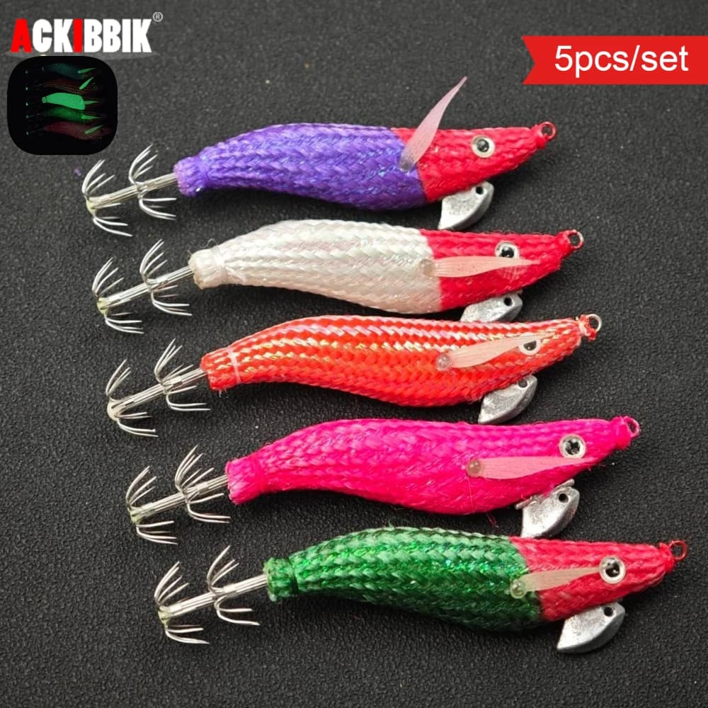 5 pz/set 9.5 centimetri Luminoso Gamberetti Richiamo di Pesca Acqua Salata Gamberetti Ombrello Gancio di Legno Gamberetti Calamari Gancio Accessori Per la Pesca
