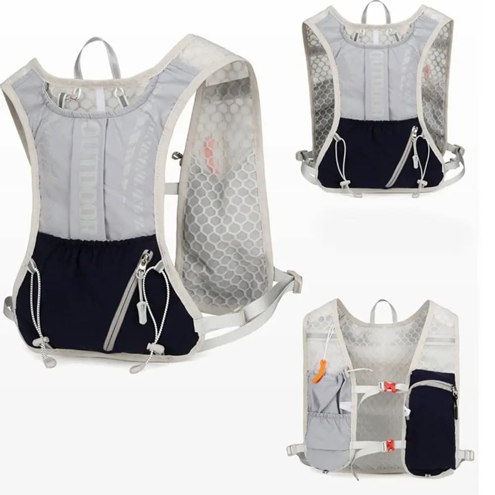 Gilet da Corsa Leggero e Traspirante con Design Riflettente, Zaino Idratazione Impermeabile Multifunzionale