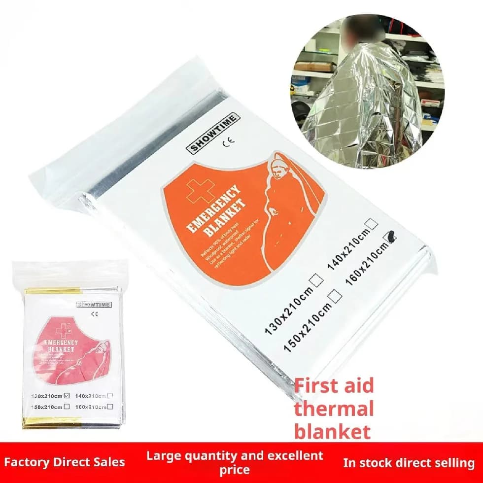 Coperta di Emergenza 1 Pezzo, Kit di Pronto Soccorso per Sopravvivenza all'Aperto, Coperta Termica in Alluminio Antivento e Impermeabile per Campeggio