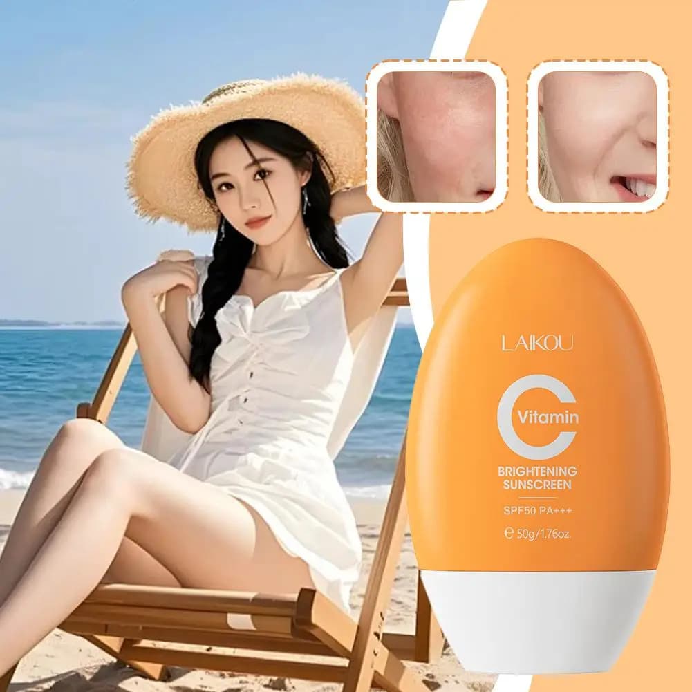 LAIKOU Insulating Cream Vitamin C SPF 50 Solar Face Cream Solar Face Cream Sunscreen Protection for Face UV/UVb Solar Cream
