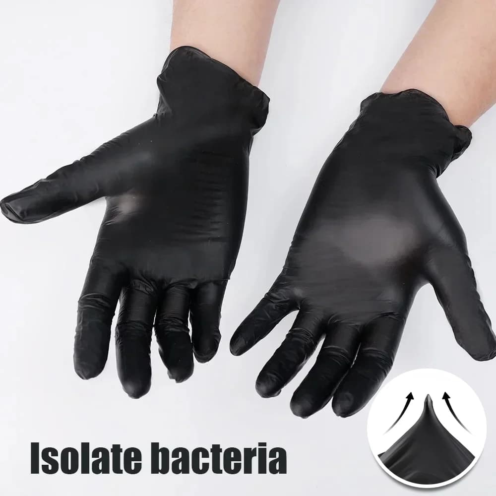 Guanti Monouso in Nitrile Nero Senza Lattice, Impermeabili e Rinforzati, per Cucina, Pulizie Domestiche e Lavoro
