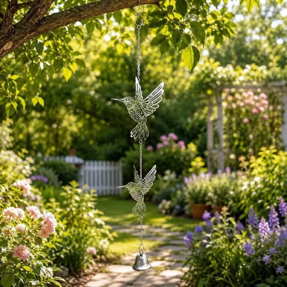 Hanging Pendant Hanging Wind Chime Hollow Out DIY Sun Catcher Bird Wind Bell Garden Decor 2D Flat Hummingbird Wind Chimes