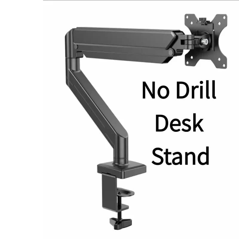 Support for Black Monitor with Mechanical Arm, Height Adjustable and Rotating, Desk Support Without Drilling