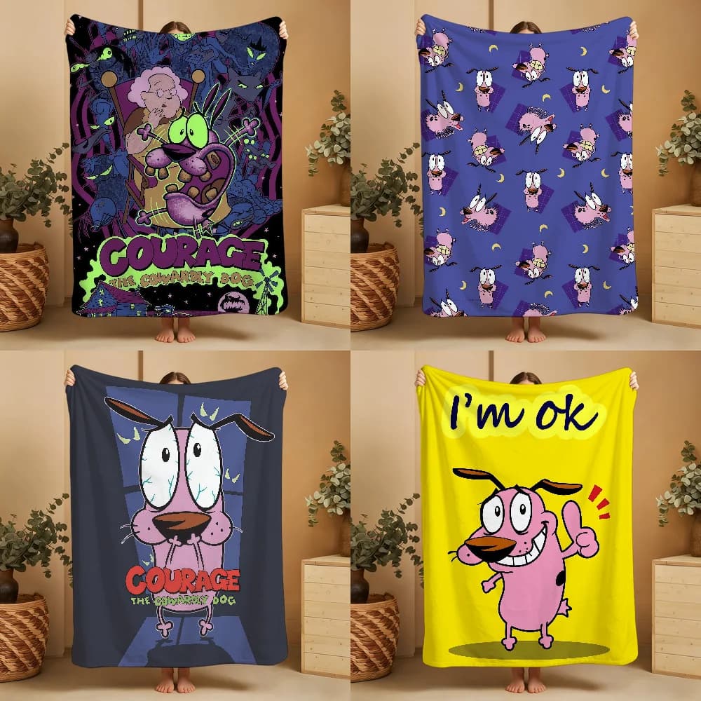 C-COURAGES-ES Blanket Throw Dog Super C-CowardlyS-ES Cosy Plush Living Room Sofa Couch Childish Birthday Gifts