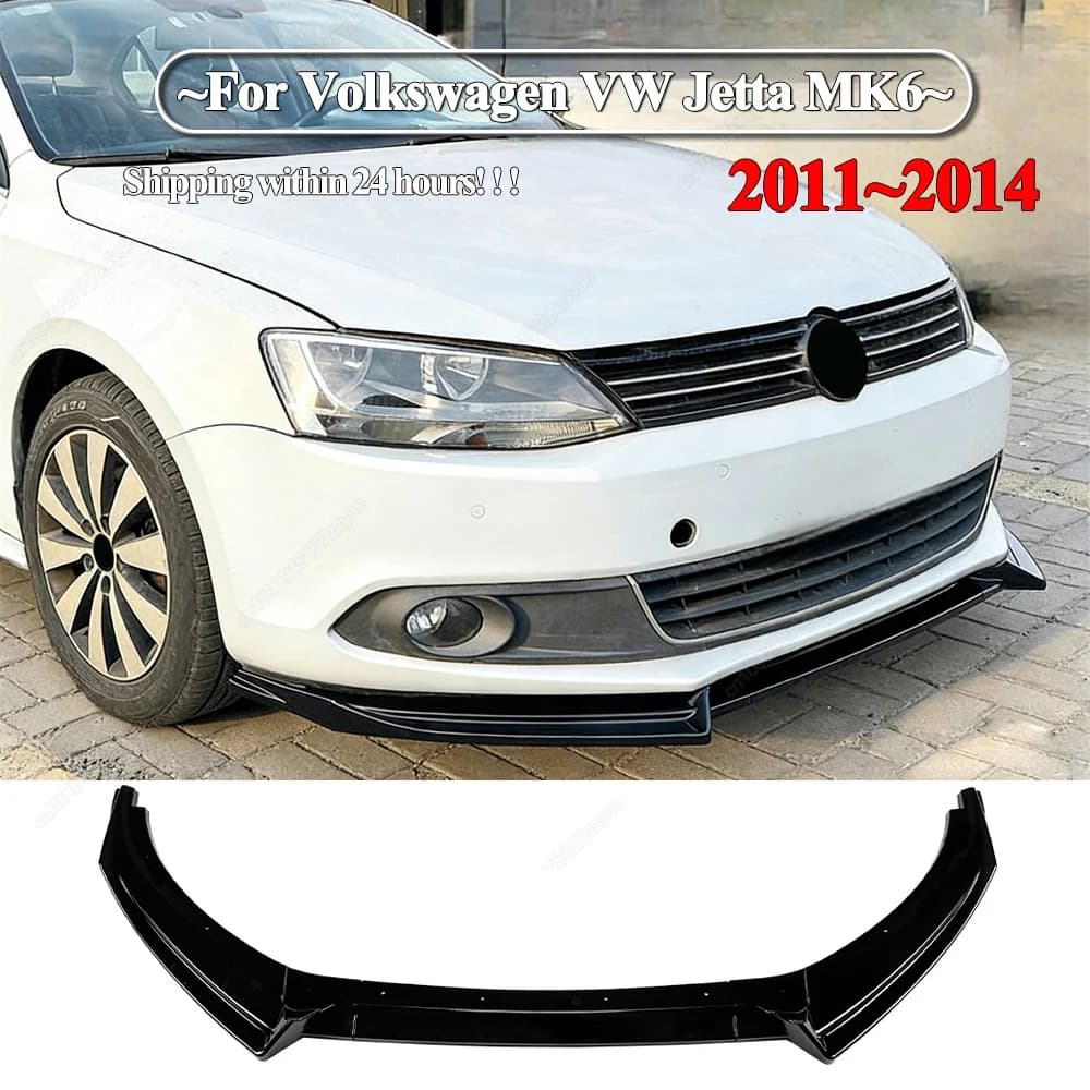 3Pcs Car Front Bumper Lip Spoiler Spiltter Diffuser For Volkswagen VW Jetta MK6 2011-2014 ABS Gloss Black Bodykits Tuning