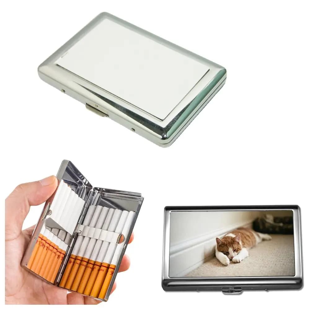 Portasigarette in metallo bianco a sublimazione da 10 pezzi con 2 parti in alluminio per porta clip portatile a doppia faccia con stampa a trasferimento fai-da-te