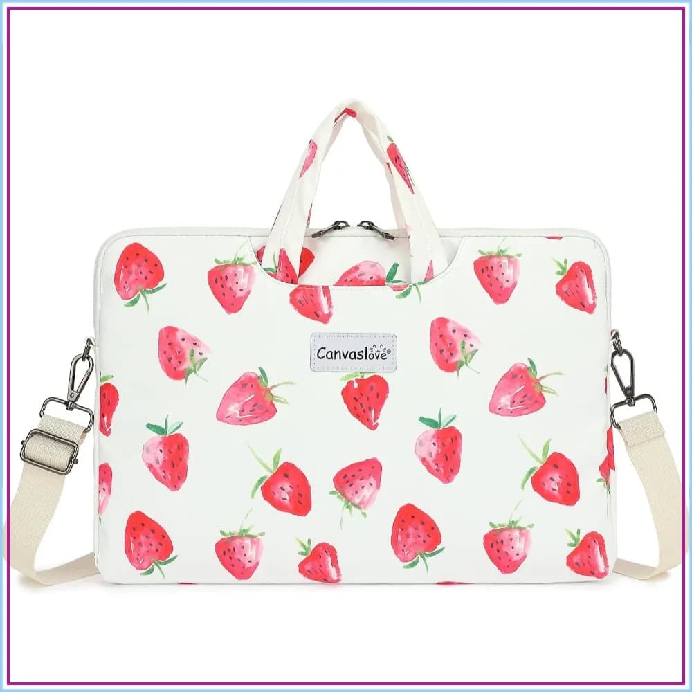 Water Resistant Laptop Shoulder Sleeve Case Bag for MacBook Pro 16 inch and 15.6 inch and 16 inch Laptop (Strawberry)