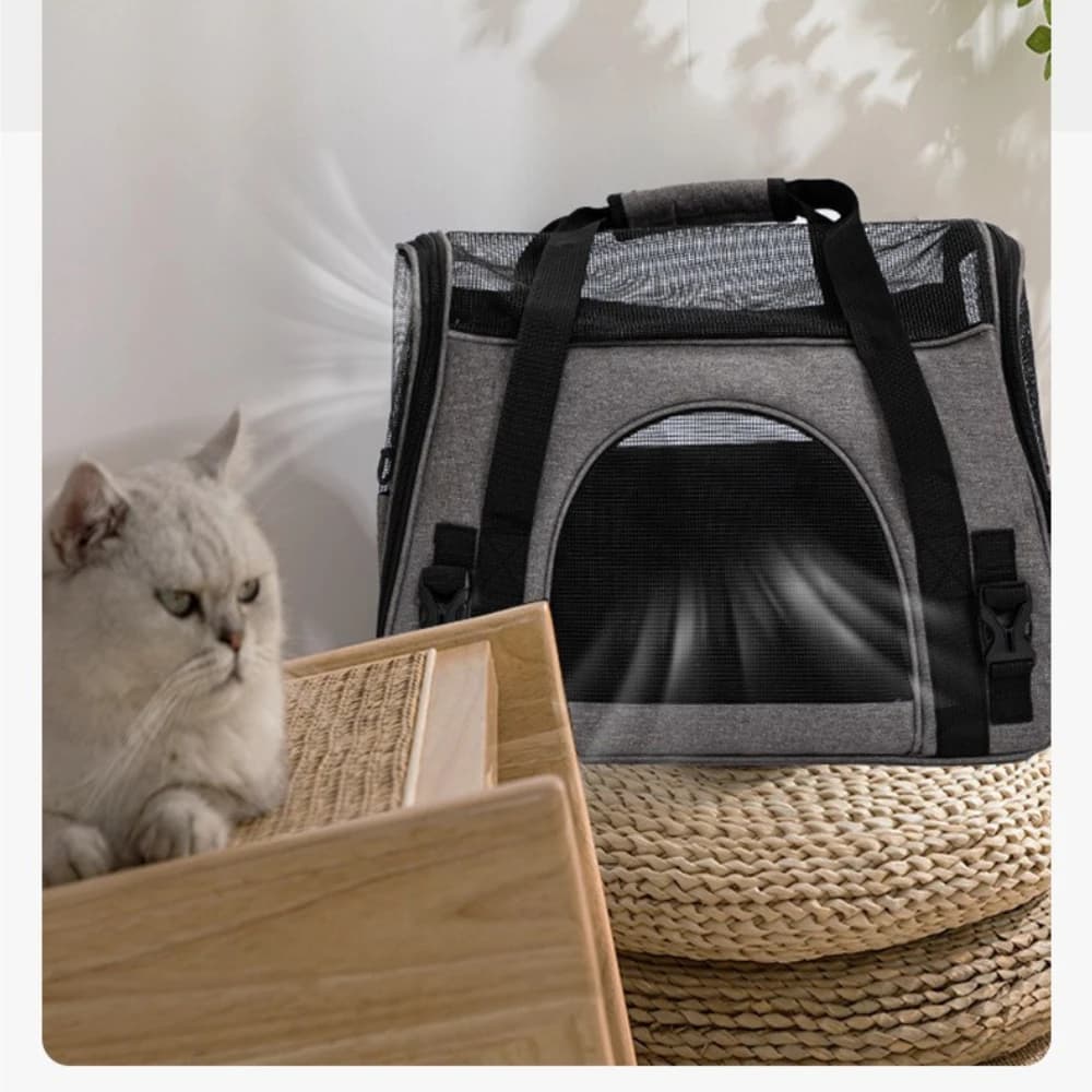 Portable & Breathable Pet Carrier Bag, Foldable Crossbody & Handheld Cat Bag for Large Cats, Travel Pet Backpack