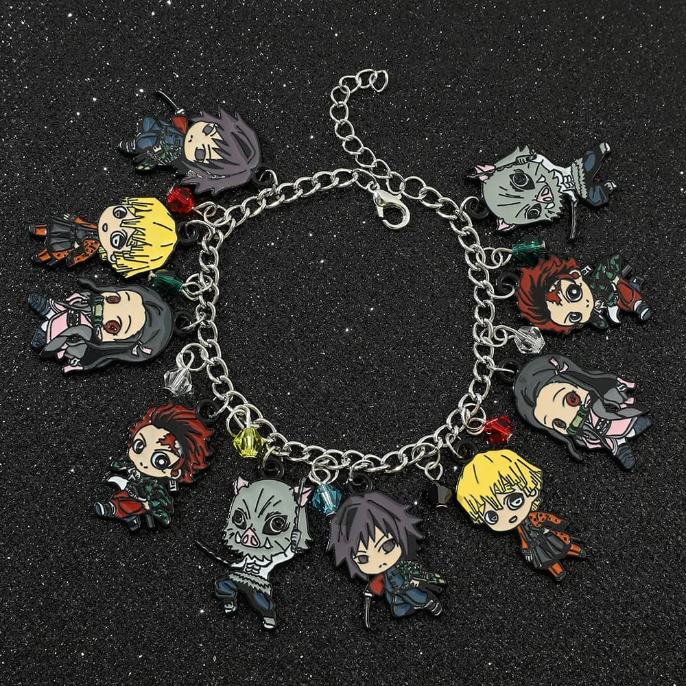 Anime Demone Slayer Pendenti E Ciondoli Braccialetti Kamado Tanjirou Agatsuma Zenitsu Smalto Del Braccialetto Per Gli Uomini Donne Ventole Cosplay Puntelli Gioielli