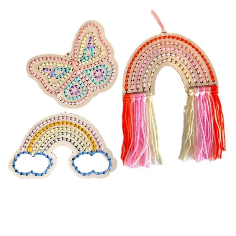 Set di Cucito per Bambini, Kit Ricamo a Mano in Lana, Pallina Natalizia Arcobaleno Traforata, Set per Punto Croce con Materiale Incluso