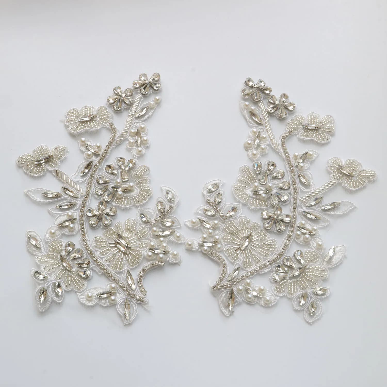 2 pz/set toppe di strass di lusso per abbigliamento applicazioni di pizzo con perline fai da te abito da sposa fascia in vita decorazione testa scraf