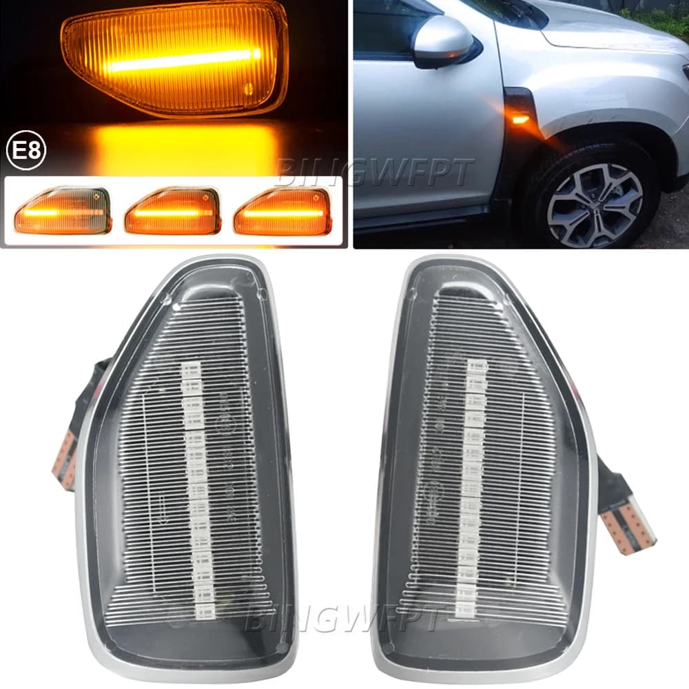 BINGWFPT 2PCS LED Dinamico Indicatore Laterale Luce Freccia Indicatori di Direzione Lampeggiante Lampade Per Dacia Logan 2 Sandero 2 Duster 2 Renault Stepway