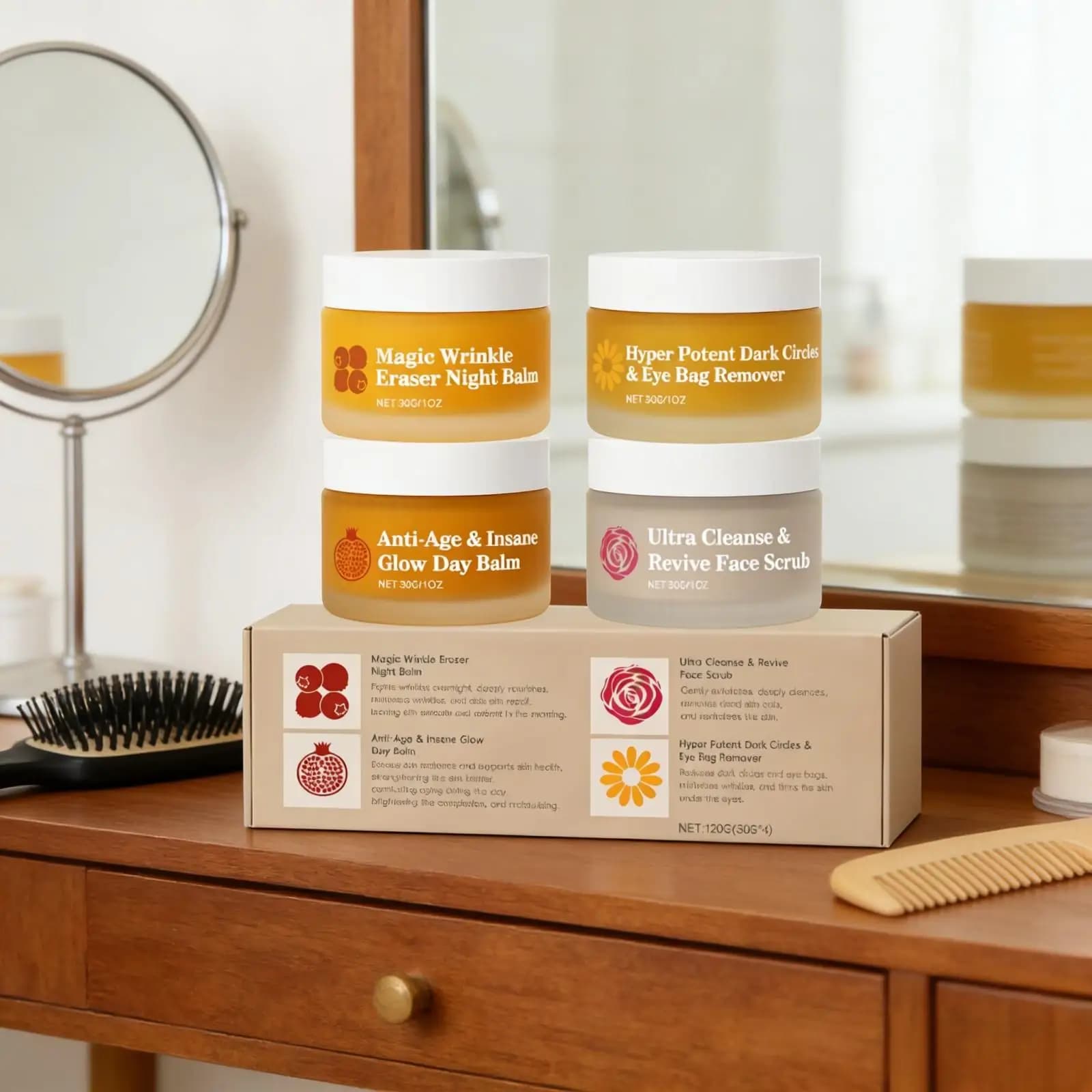 Crema Giorno e Notte per il Viso - Antirughe Istantanea, Anti Occhiaie e Borse Sotto gli Occhi, Scrub Viso Professionale per una Pelle Luminosa 30g