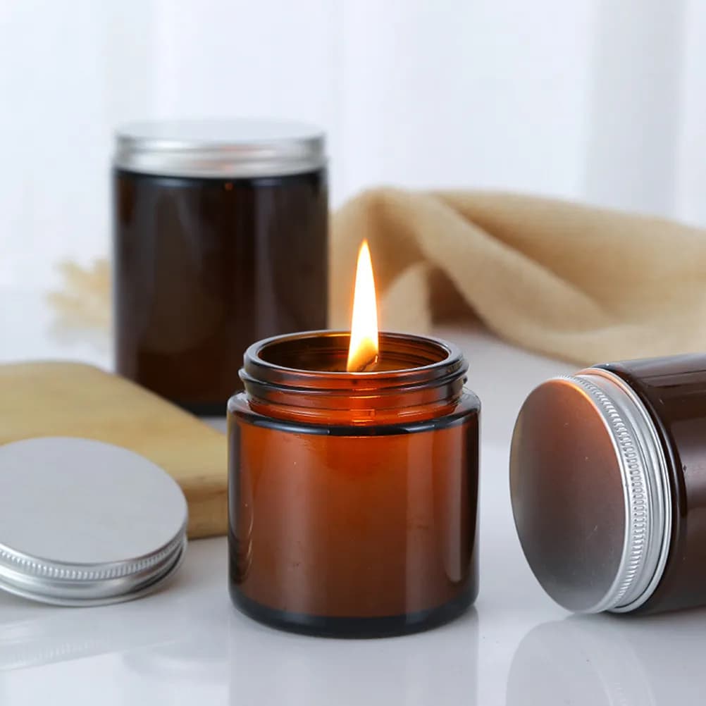 10 Pezzi Contenitore in Vetro da 100ml con Coperchio per Candele Aromaterapiche Fatte in Casa, Profumi, Oli Essenziali, Casa e Bagno
