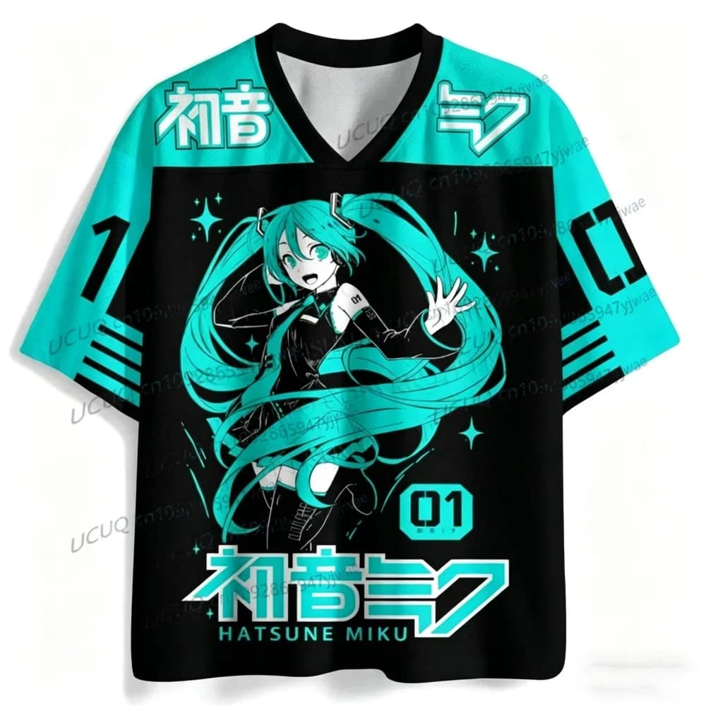 T-shirt Unisex Estiva a Maniche Corte per Uomo e Donna, Casual con Stampa Hatsune Miku, per Fan di Anime, Stile Y2K