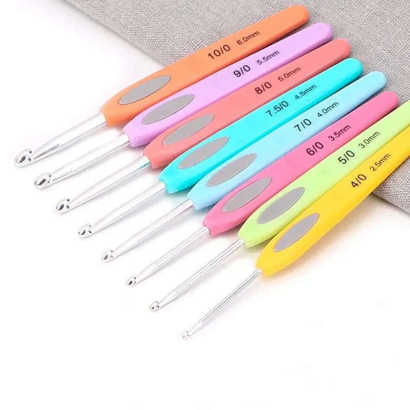 Set di Uncinetti in Acciaio Inox con Impugnatura Morbida Antiscivolo Blu, Aghi per Filato Resistenti per Cucito Fai-da-Te