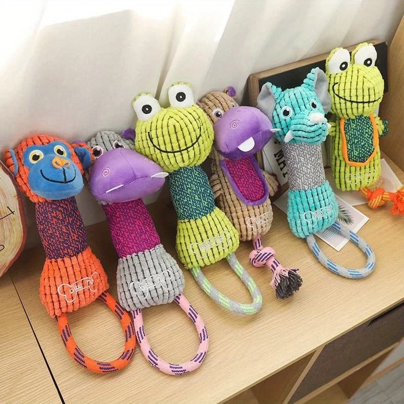 Plush Pet Toy Chew Toy Teeth Cleaning Squeaky Interactive Dog Toy Cartoon Pineapple Elephant Monkey Toy Dog Training Product