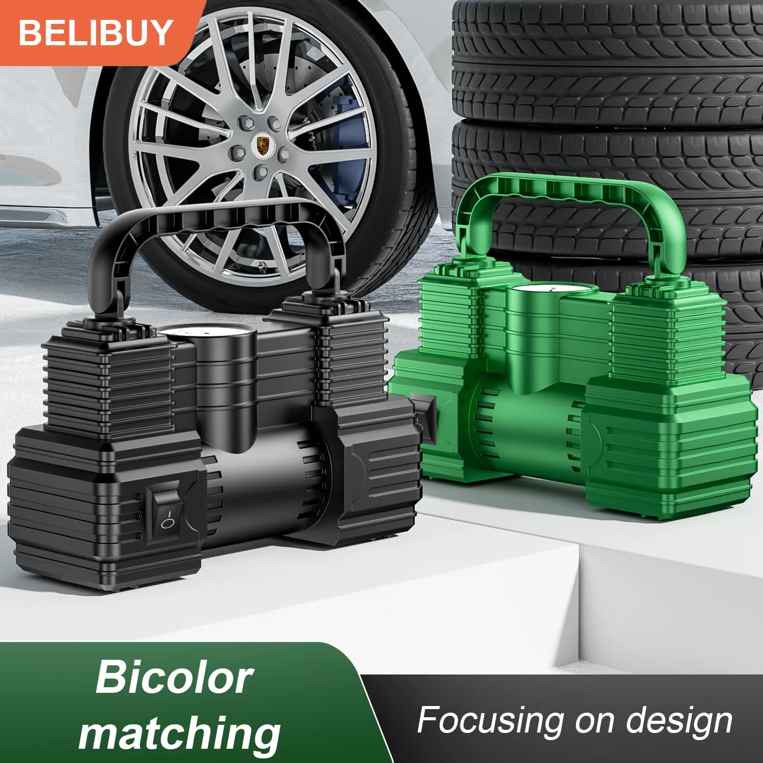BELIBUY Gonfiatore per pneumatici portatile Compressore per auto Pompa d'aria Pompa d'aria per bicicletta Compressore per pneumatici per auto Strumenti automobilistici multifunzionali