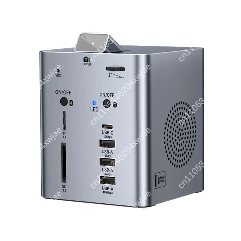 Docking Station Multifunzionale da Scrivania con Fotocamera 2MP, Altoparlante Bluetooth a Doppio Canale, Hub USB 3.0 a 4 Porte