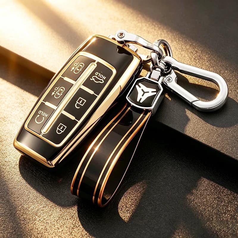 6 Buttons TPU Car Shell Fob for Hyundai Genesis GV70 GV80 GV90 2020 2021 2022 Key Case Cover Holder Ring Protector Keychain