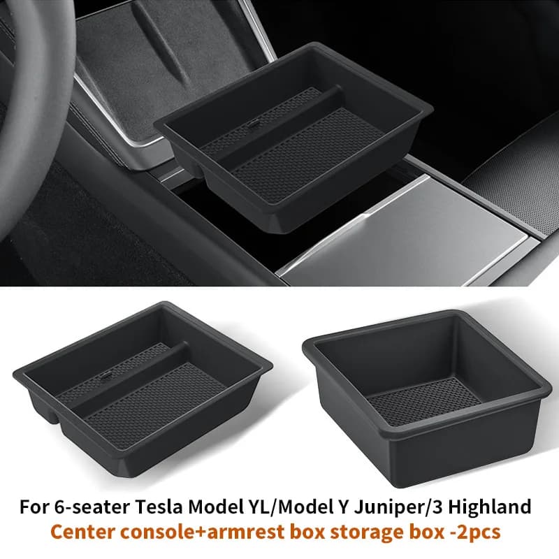 For Tesla Model Y Juniper/6-seater Model YL Center Console Storage Box, Model 3 Highland Center Armrest Storage Box, 2pcs