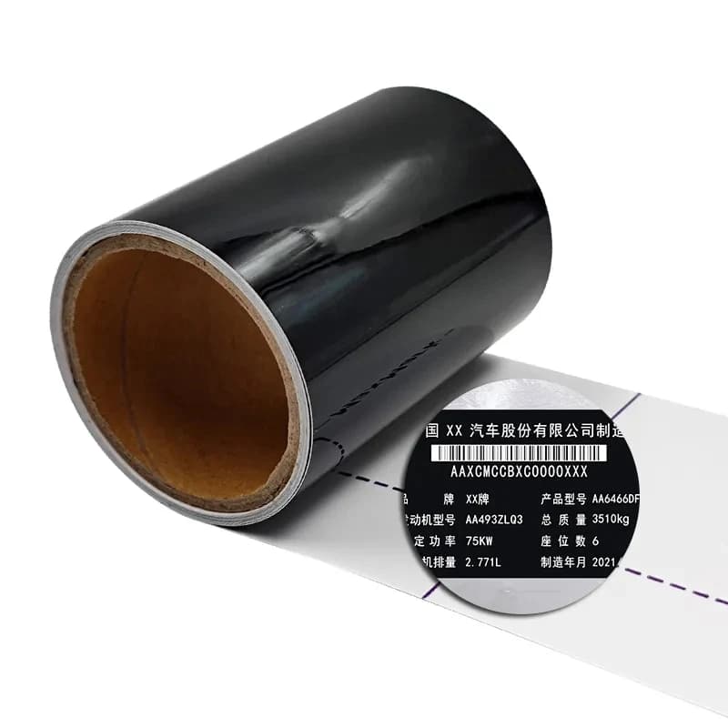 Carta per etichette flessibile a prova di manomissione del materiale dell'etichetta Markable del Laser largo 20mm per la targhetta dell'automobile del codice nero brillante/opaco