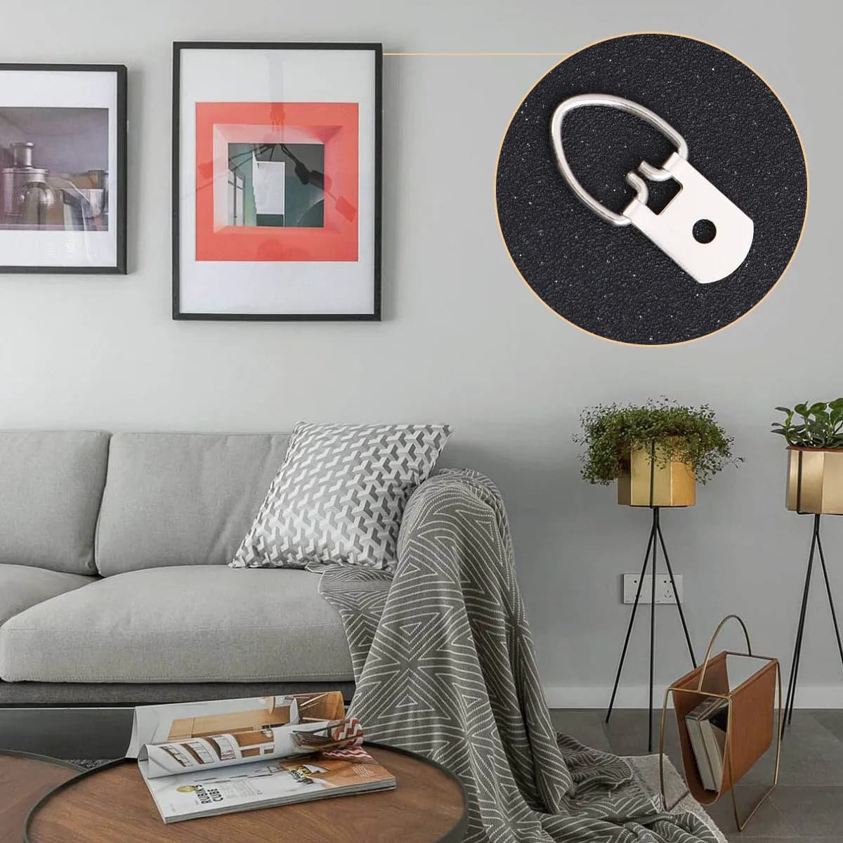 Set di 200 Ganci per Appendere Quadri, Ganci a D Resistenti per Cornici, Fissaggi a Muro con Viti per Dipinti, Arte Digitale e Cornici Fotografiche