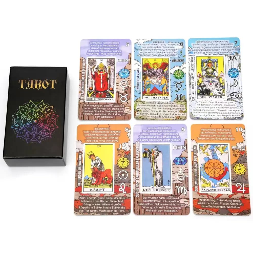 Carte dei tarocchi tedeschi Deutsch Mazzo dei tarocchi Giochi Gioco di divinazione del destino Gioco da tavolo con istruzioni carta Gioco di società in famiglia