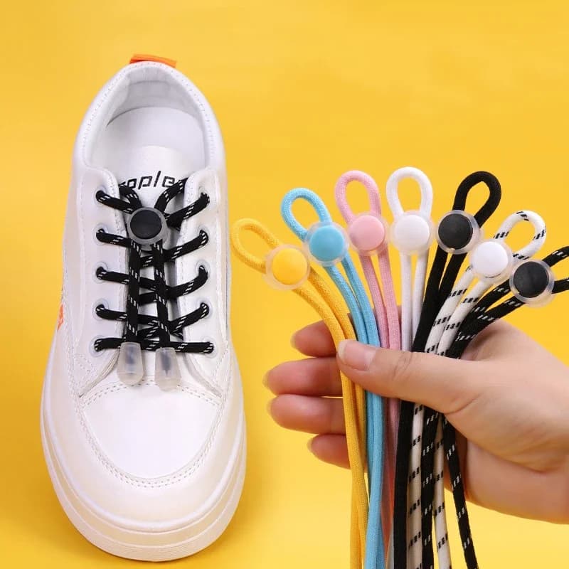 Lazy Bread Lace Buckle lacci elastici Round Locking No Tie lacci per scarpe bambini Adult Quick Lazy Laces Sneakers in gomma lacci delle scarpe