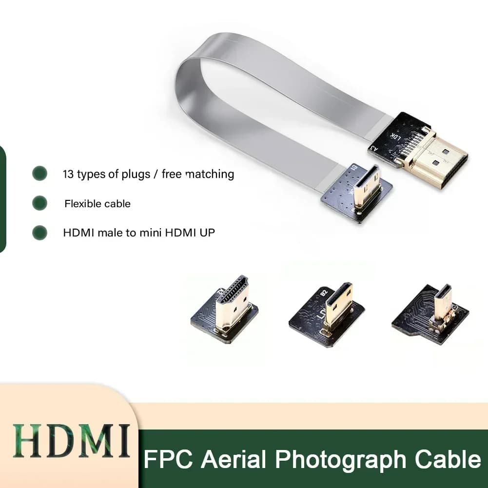 Cavo a nastro FPV-HDMI FFC-HDMI compatibile HDMI Cavo flessibile da 90 gradi Mini/Micro-HDMI a Standard-HDMI Antenna FPV 5 cm 10 cm 20 cm