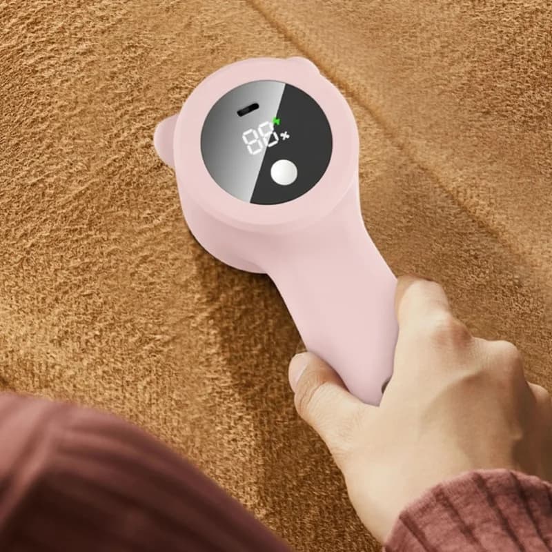 Electric Fabric Shaver Pink Digital Display Adjustable 3 Speeds Rechargeable Portable Lint Remover Clothes Fuzz Remover