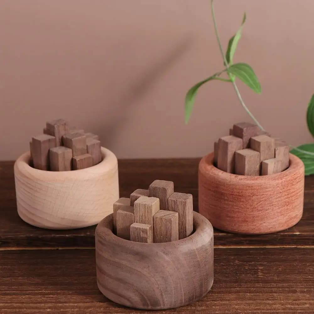 Diffusore in Legno Creativo e Unico, Ecologico, Rotondo, Senza Fiamma, Aromaterapia in 3 Colori, Aiuto per il Sonno