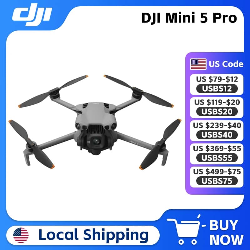 DJI Mini 5 Pro Telecamera CMOS grande da 1 pollice Paesaggio notturno Omnidirezionale Rilevamento ostacoli Leggero e portatile