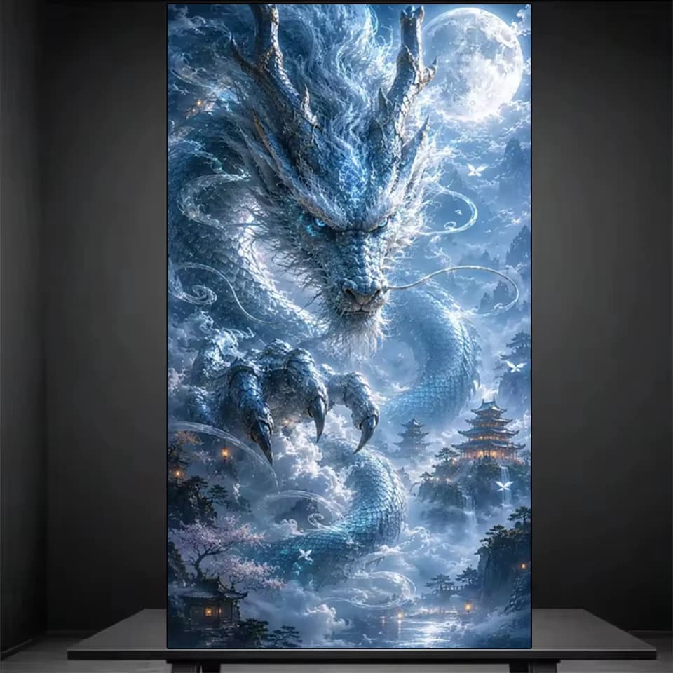 DIY Diamond Embroidery Cross Stitch Set Dreamy Blue Dragon Full Diamond Mosaic Rhinestone New Series 2026 Home Decoration Gift
