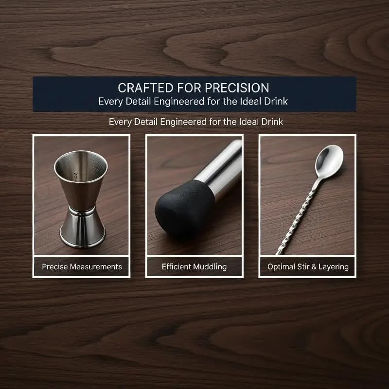 1/6Pcs Stainless Steel Cocktail Shaker Set Durable Bartender Tools for Outdoor Camping Picnic Home Bar Party