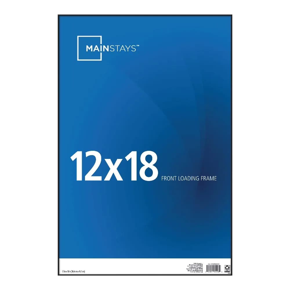 12x18 Inch Black Front Loading Picture Frame Wall Mount or Tabletop Display Photo Frame with Glass Front and Stand