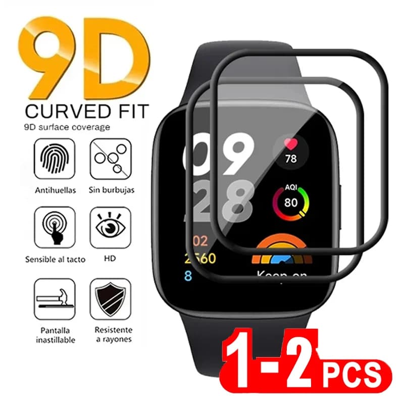 2 pcs Tempered Glass for Redmi Watch 3 Active 9D Transparent scratch-resistant Full Film Screen Protector for Smart Watch Accessories