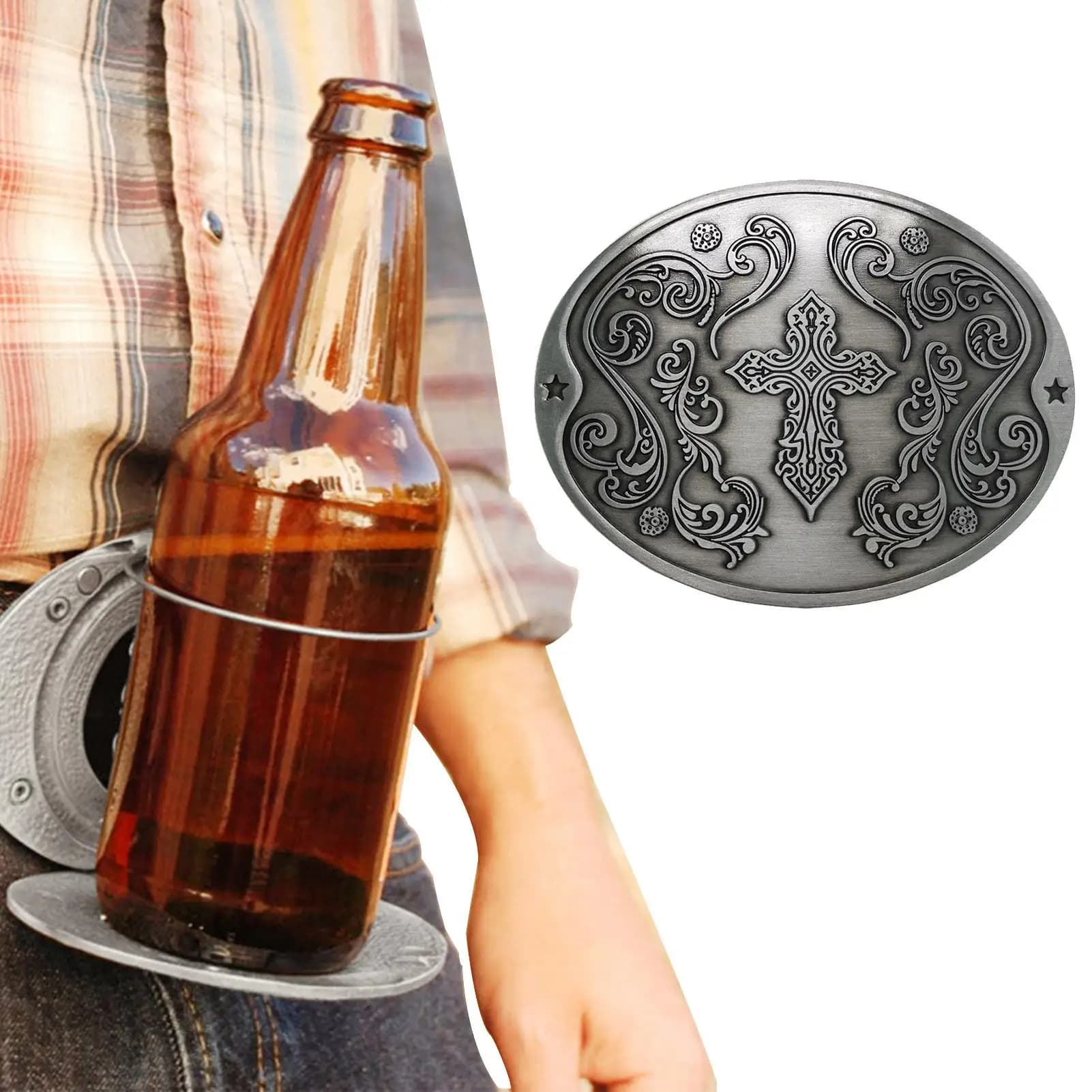 Belt Buckle Outdoor Metal Beer Head Belt Funny Bottle Buckle for Camping Can Holder Multi-Functional Animal Belt Buckle